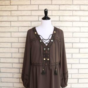 Gibson Latimer Boho Hippie Dress Embroidered L New